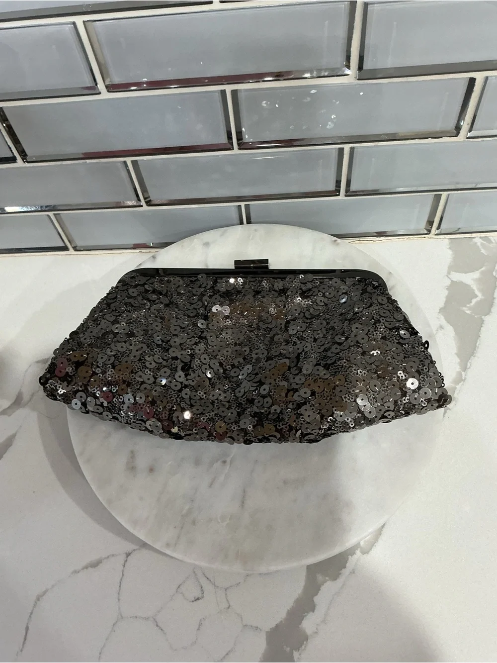 a new day Black Sequin Clutch with Chain Strap - Picture 2 of 4